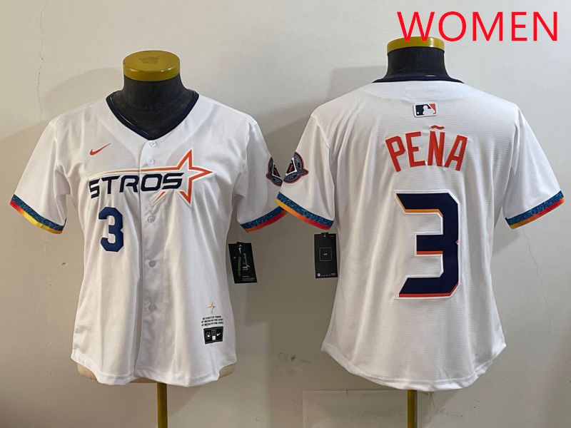 Women Houston Astros 3 Pena White Fourth generation Joint Name 2025 Nike MLB Jersey style 1